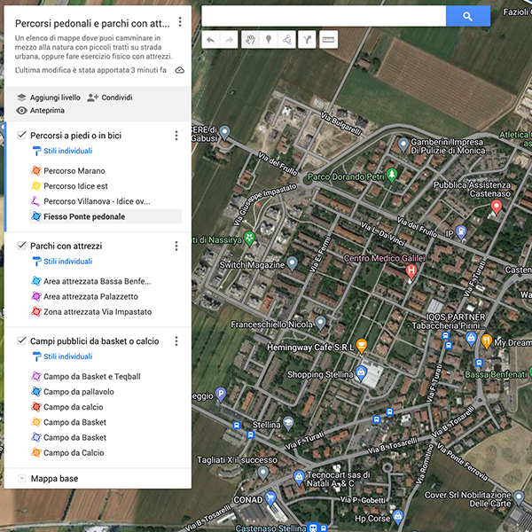 percorsi pedonali e ciclabili palestre e campi pubblici